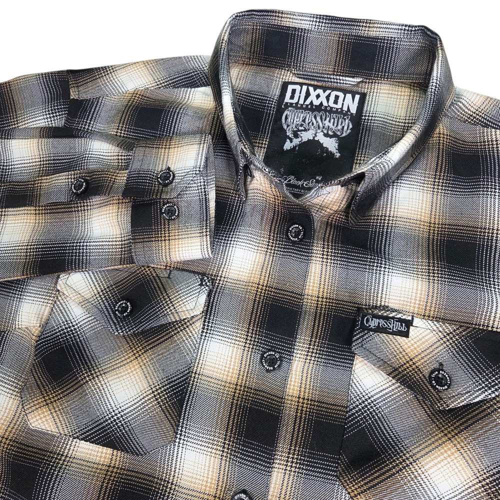 Dixxon Flannel Cypress Hill Black Sunday Womens L Plaid Button Down Shirt Collab